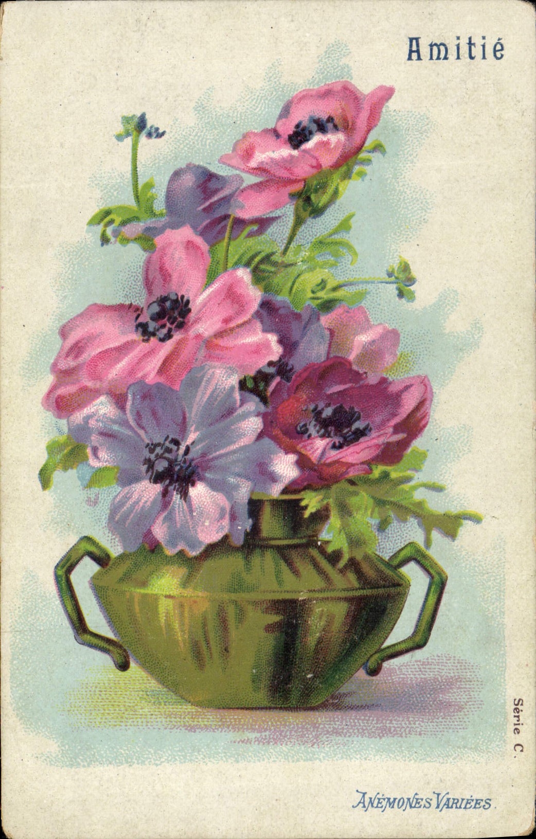 CPA Fantaisie Fleurs Anemones variees