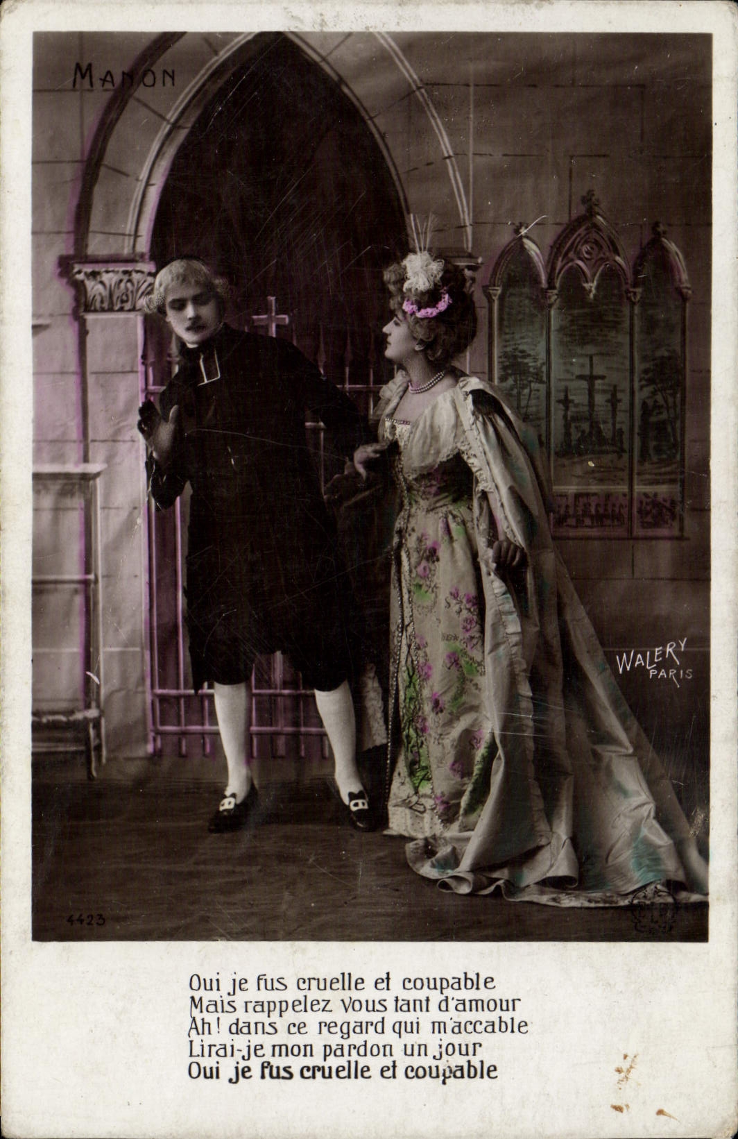 VINTAGE POSTCARD Fantasy Manon Woman