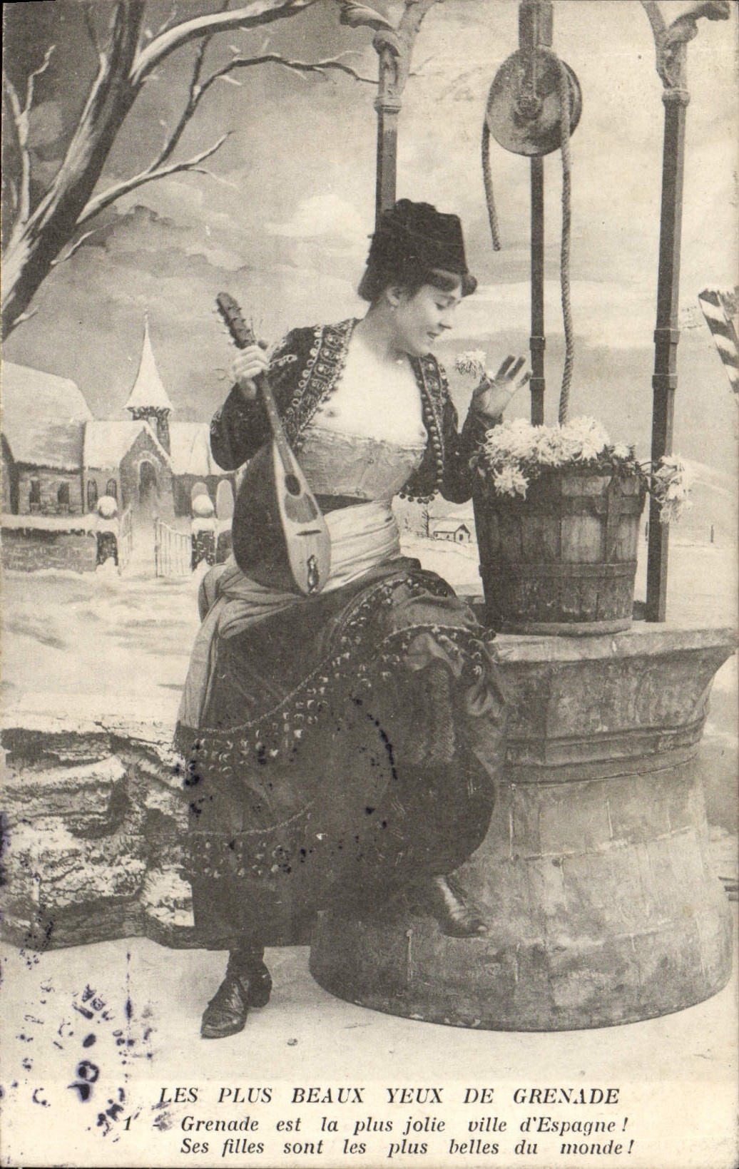 VINTAGE POSTCARD Fantasy Women most beautiful eyes of Grenade