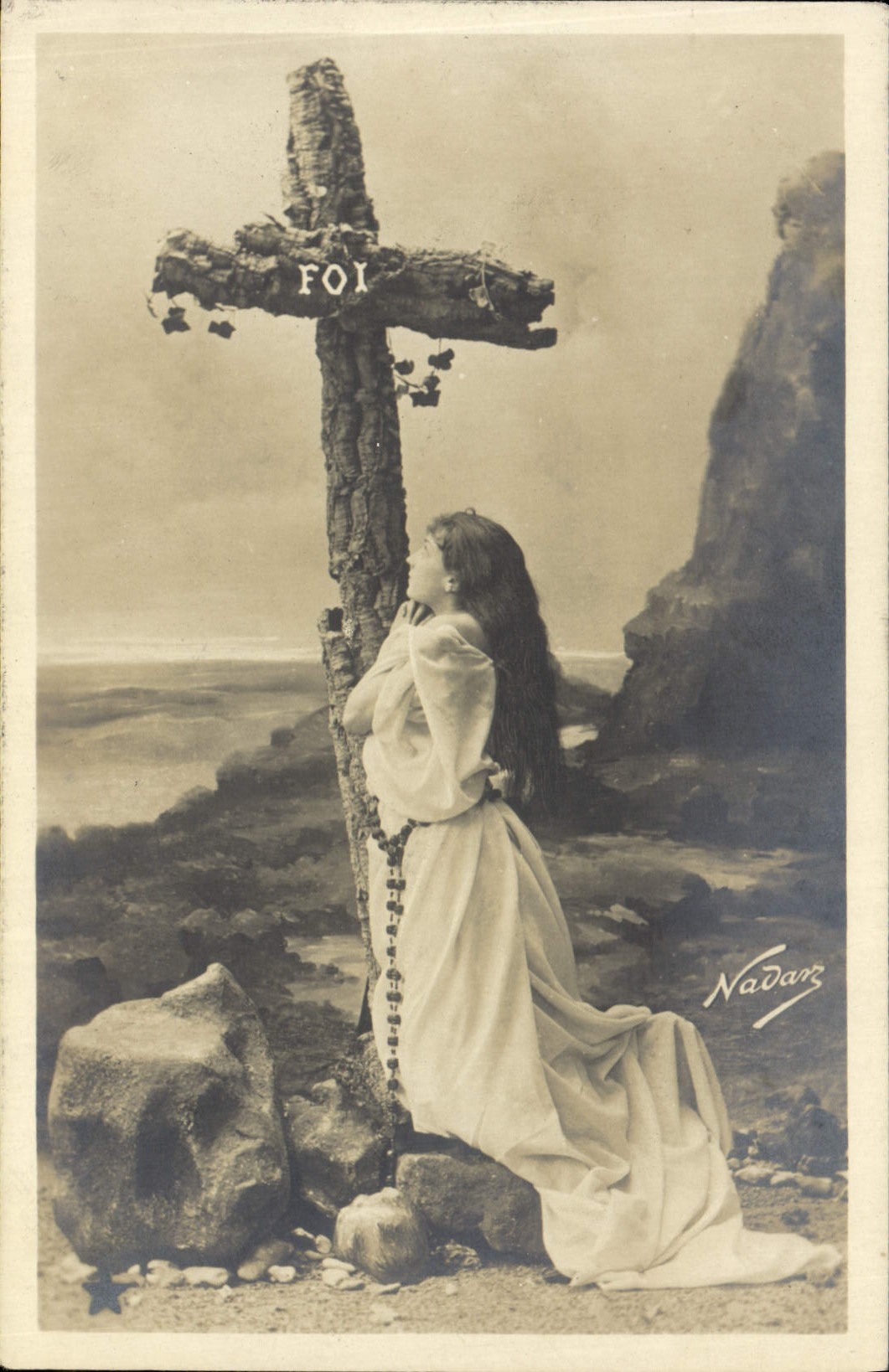VINTAGE POSTCARD Fantasy Woman faith