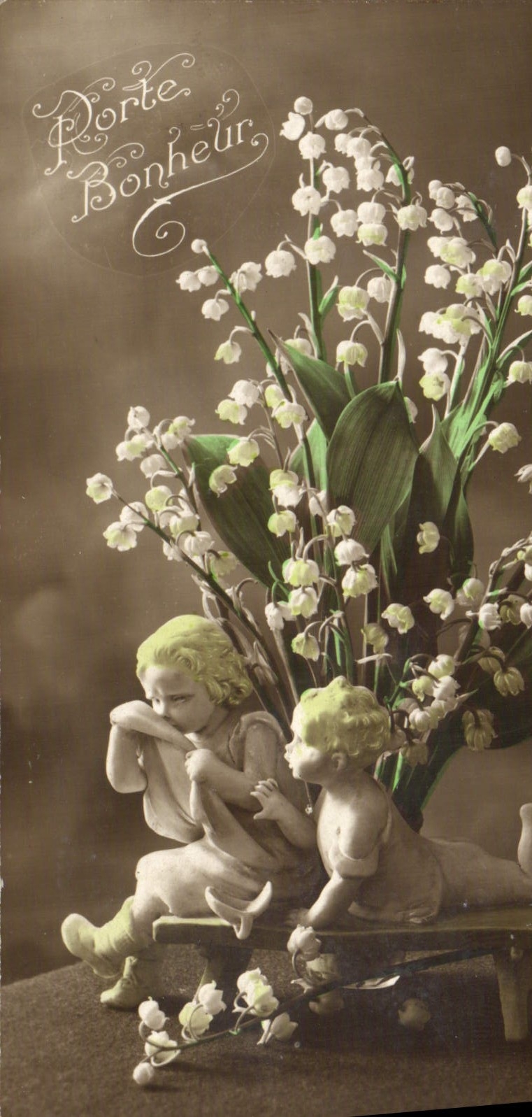 VINTAGE POSTCARD Fantasy Flowers Lily of the valley Angel