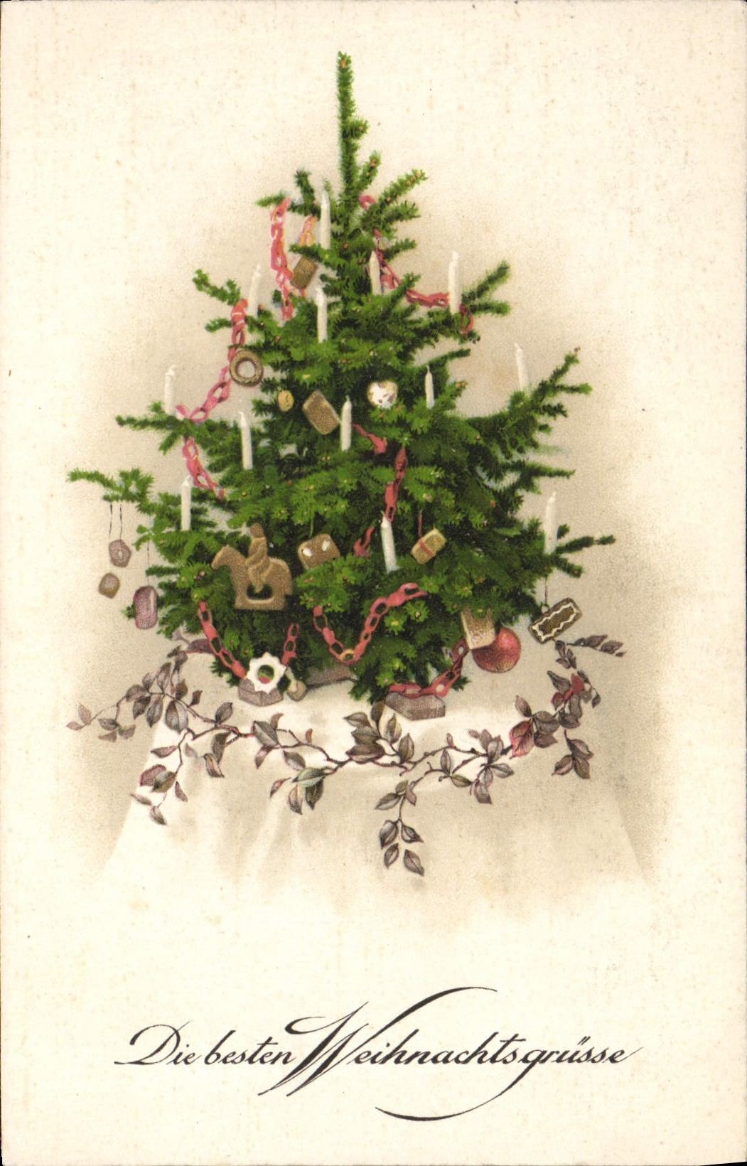 VINTAGE POSTCARD Fantasy Fir tree
