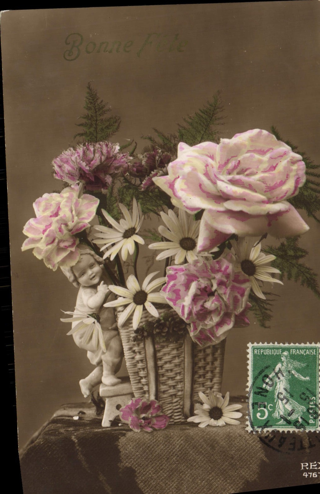 CPA Fantaisie Fleurs Santon