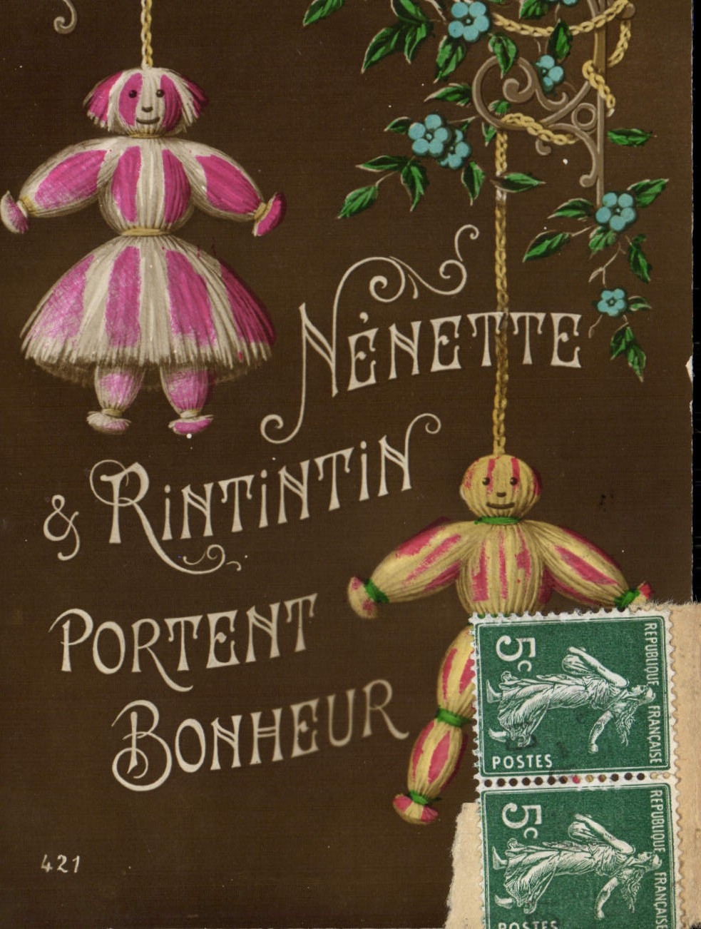 VINTAGE POSTCARD Fantasy Rintintin Chick