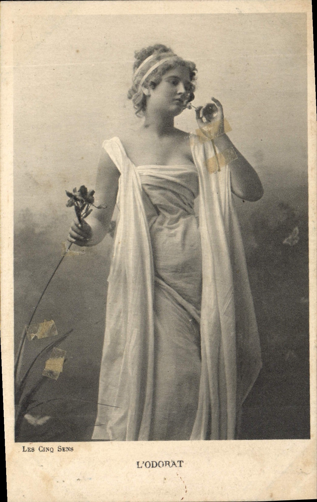 VINTAGE POSTCARD Fantasy Woman sense of smell