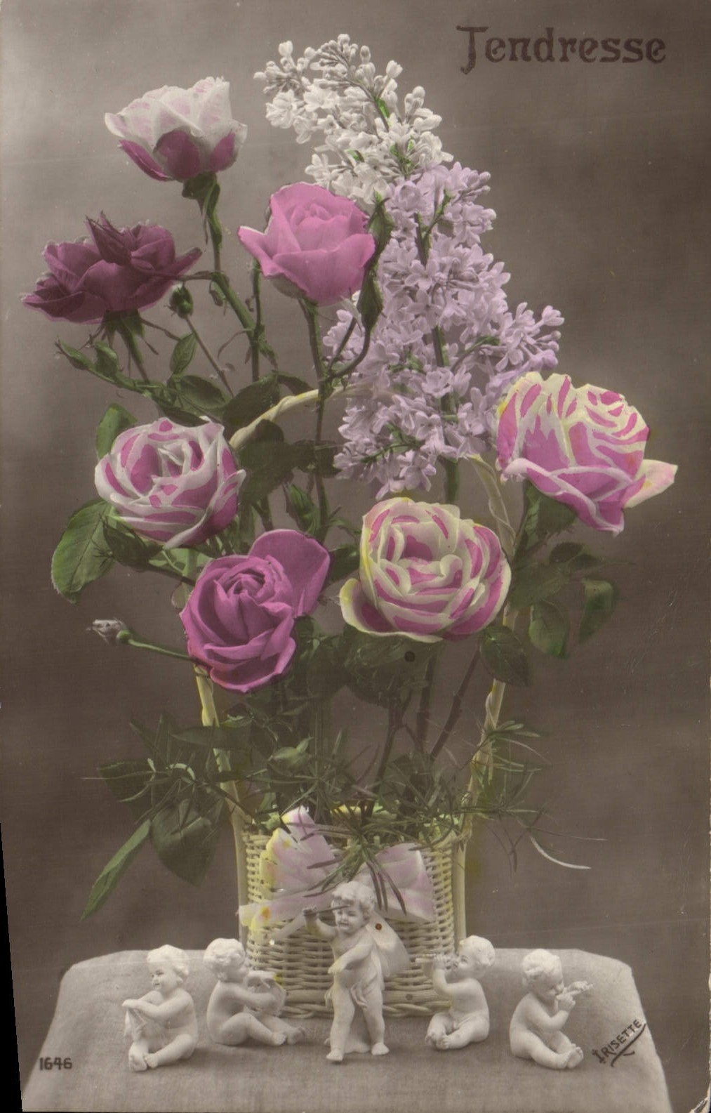 CPA Fantaisie Fleurs Santons