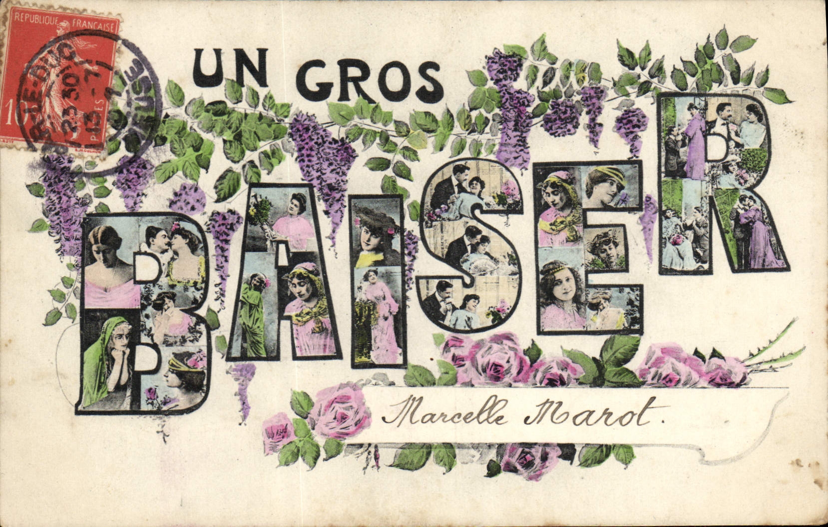 VINTAGE POSTCARD Fantasy Kiss