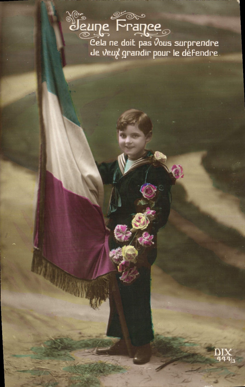 VINTAGE POSTCARD Fantasy Child Young France Flag