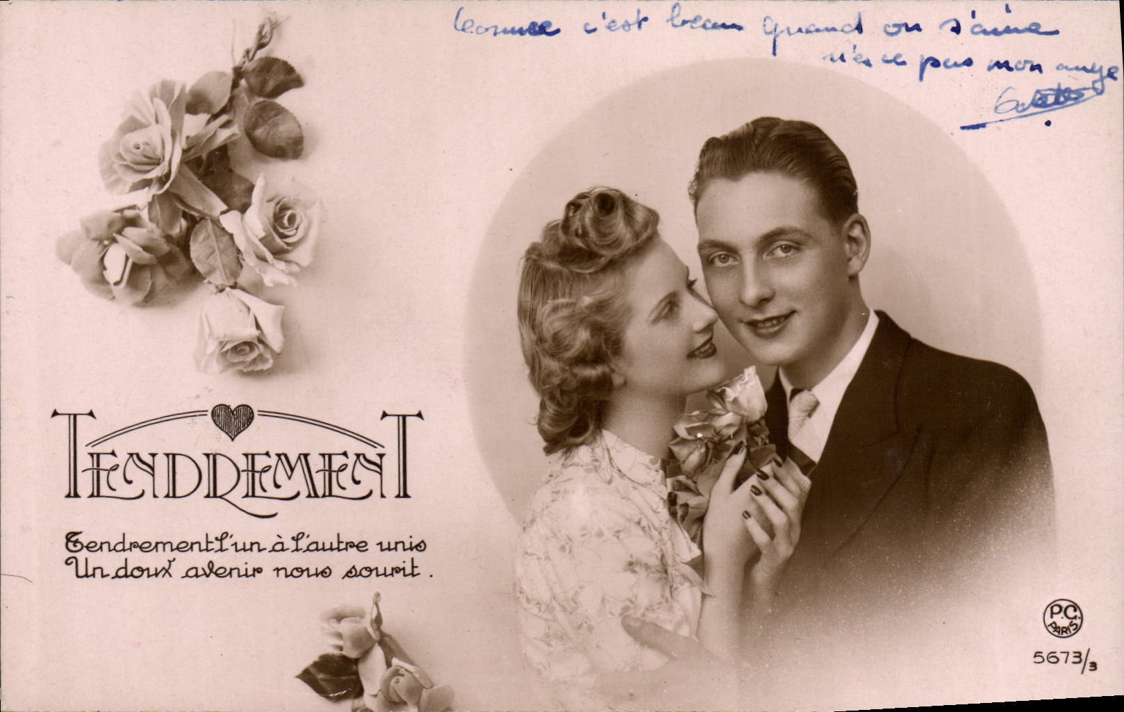 VINTAGE POSTCARD Fantasy Woman Tenderly