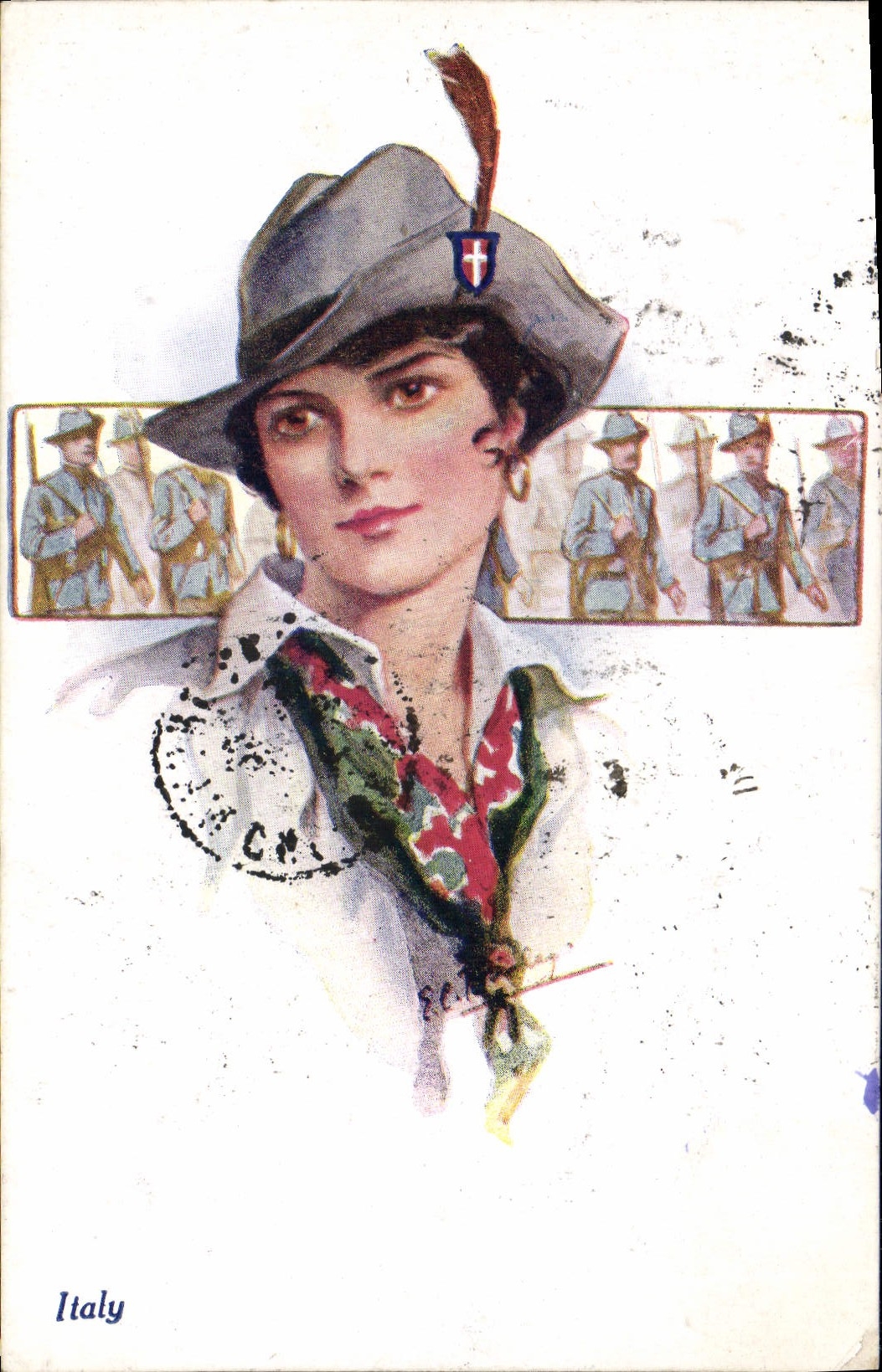 VINTAGE POSTCARD Fantasy Woman Italy Italy Folklore