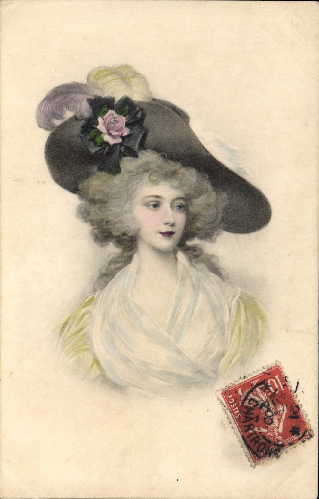 VINTAGE POSTCARD Fantasy Woman with the hat