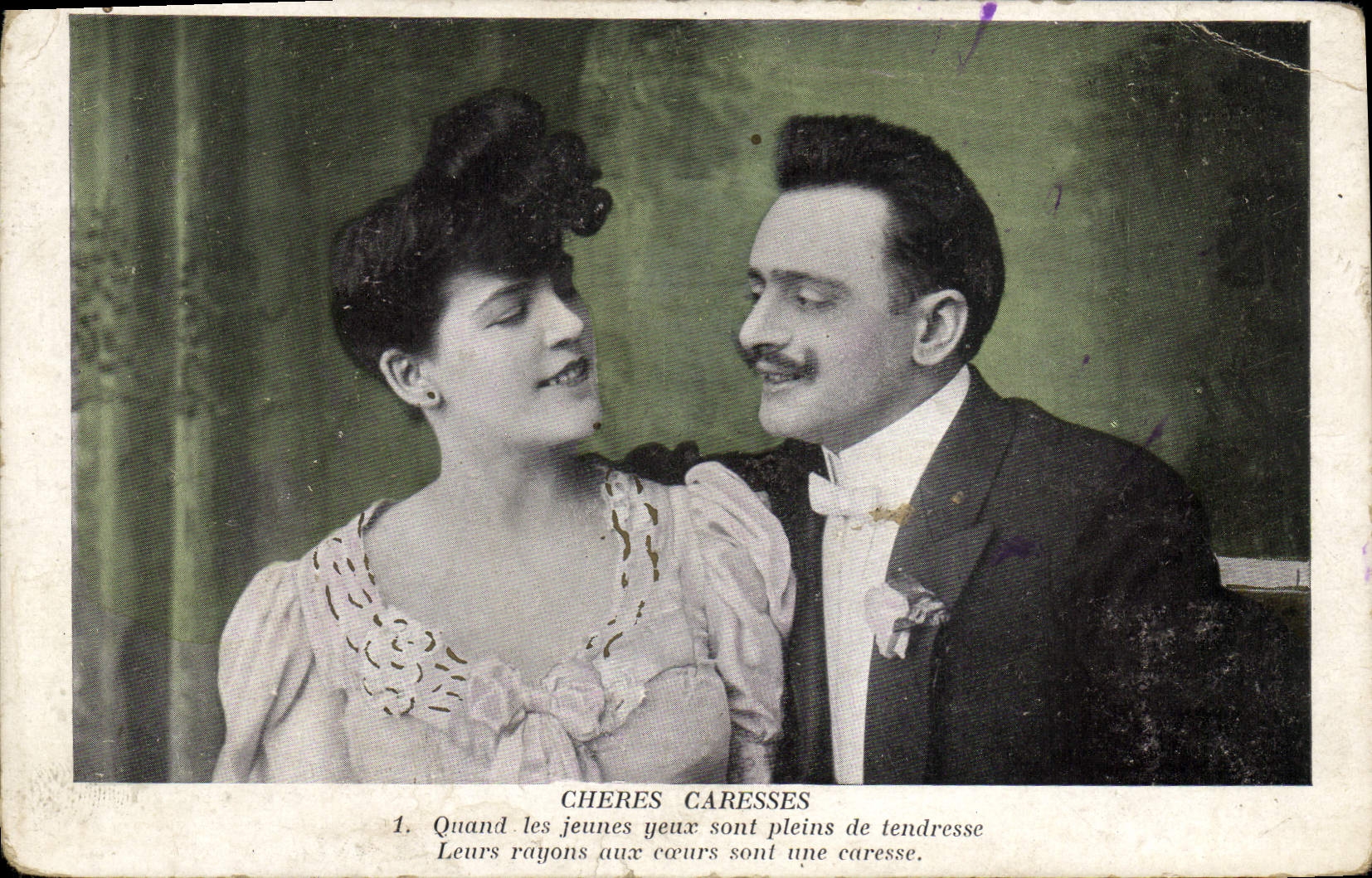 VINTAGE POSTCARD Fantasy Woman Dear caresses