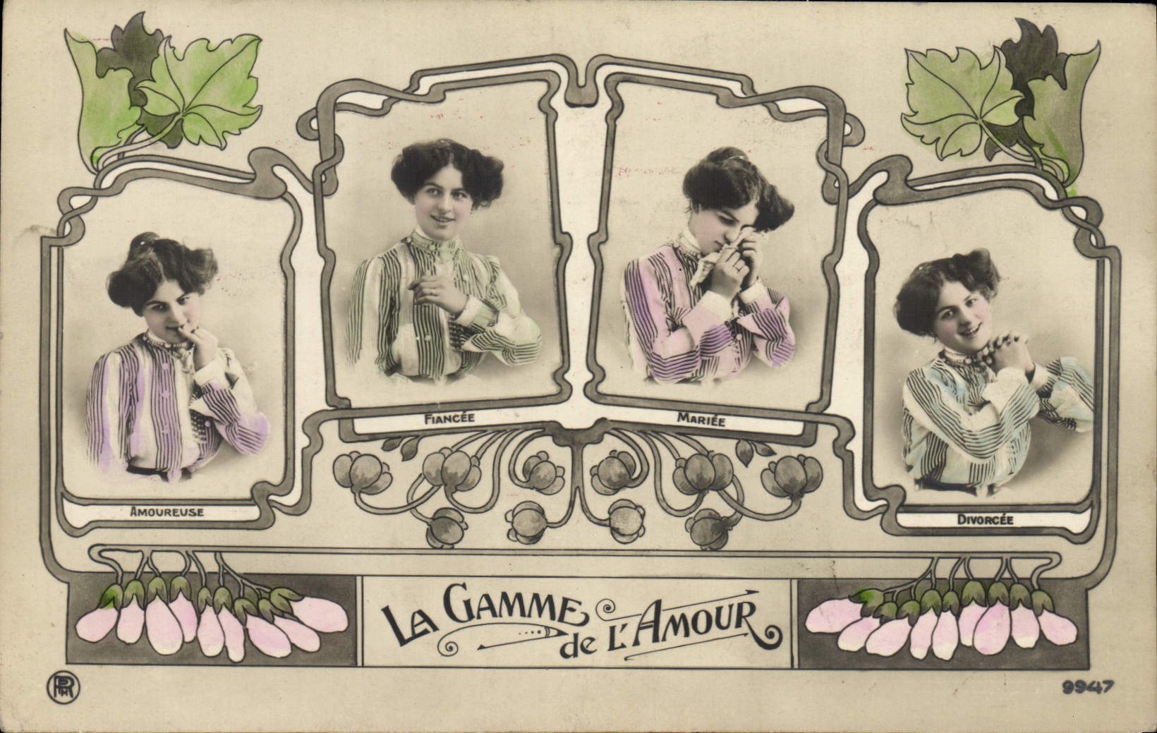 VINTAGE POSTCARD Fantasy Woman range of the love