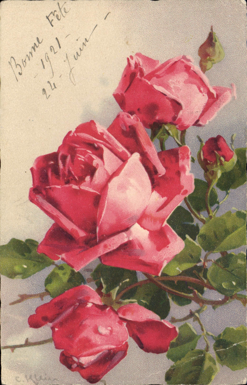 CPA Fantaisie Fleurs Roses