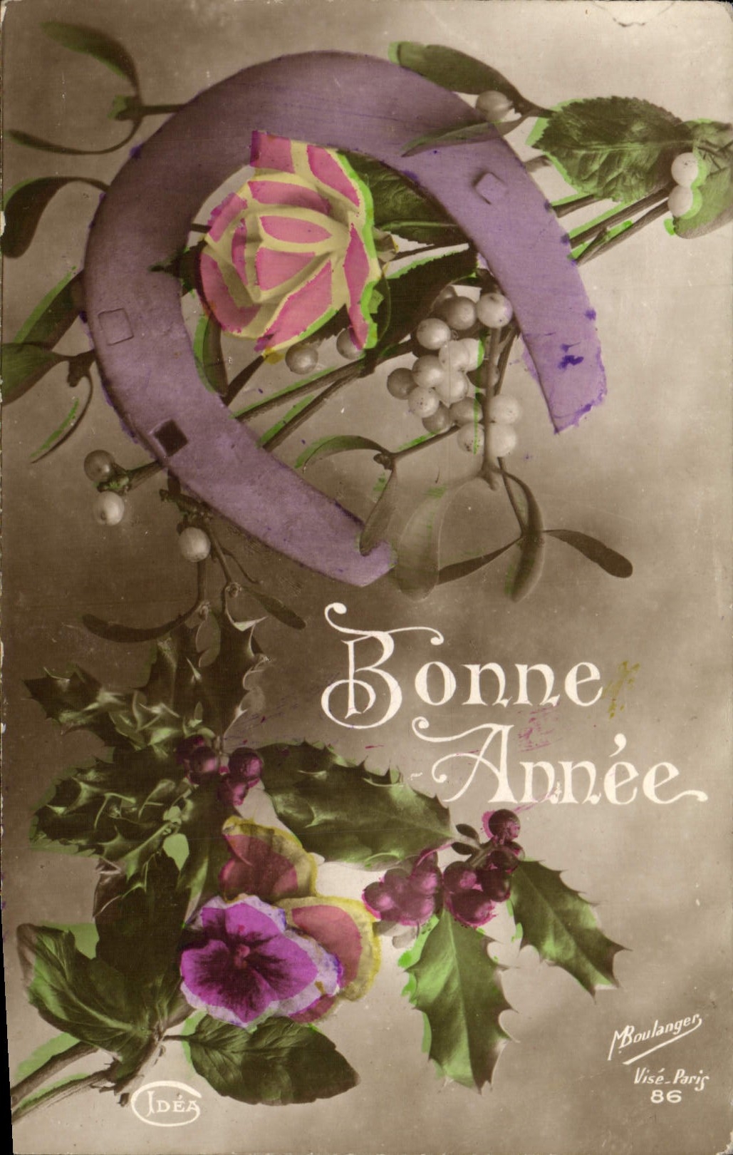 CPA Fantaisie Bonne annee Fer a cheval