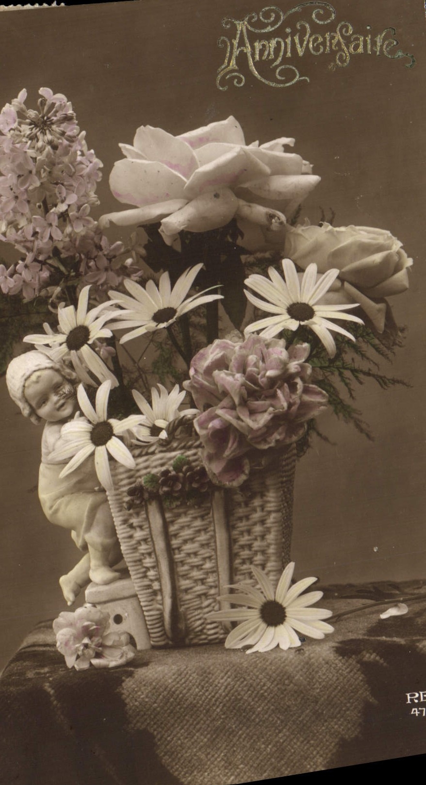 CPA Fantaisie Fleurs Santon 