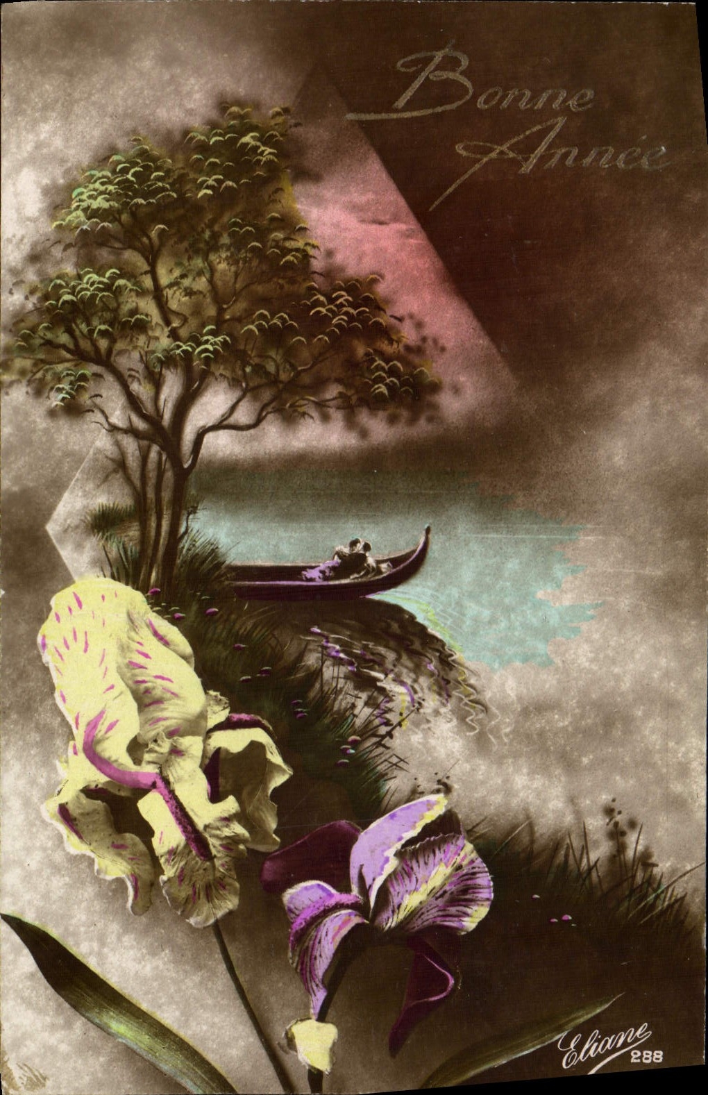 CPA Fantaisie Bonne annee Fleurs 