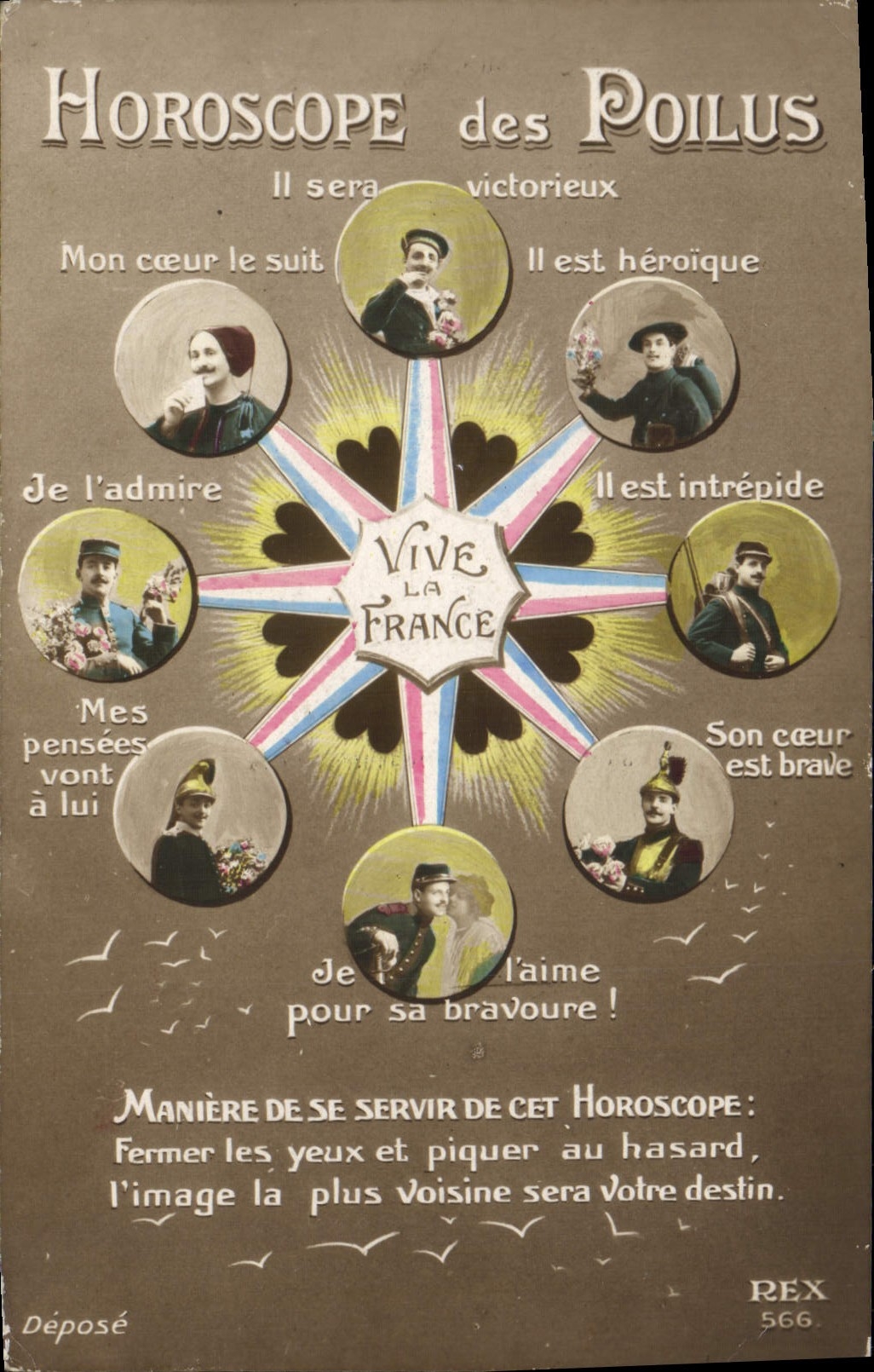 CPA Fantaisie Horoscope des poilus Militaria