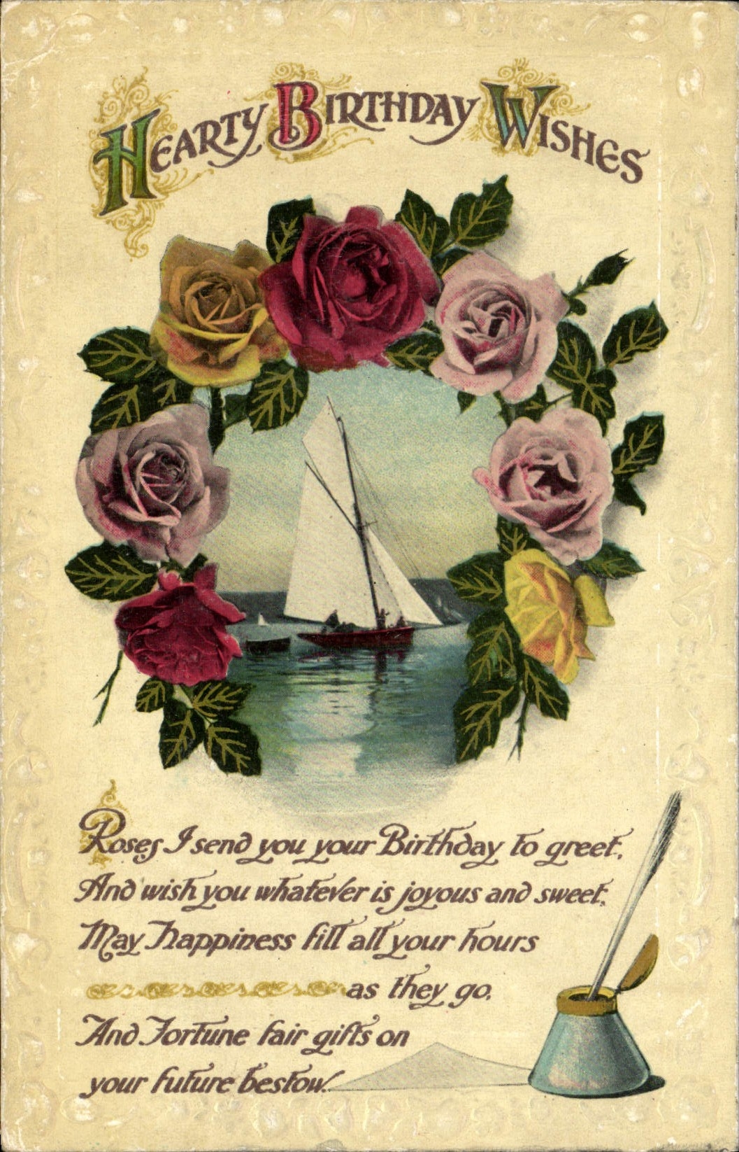 CPA Fantaisie Fleurs Bateau