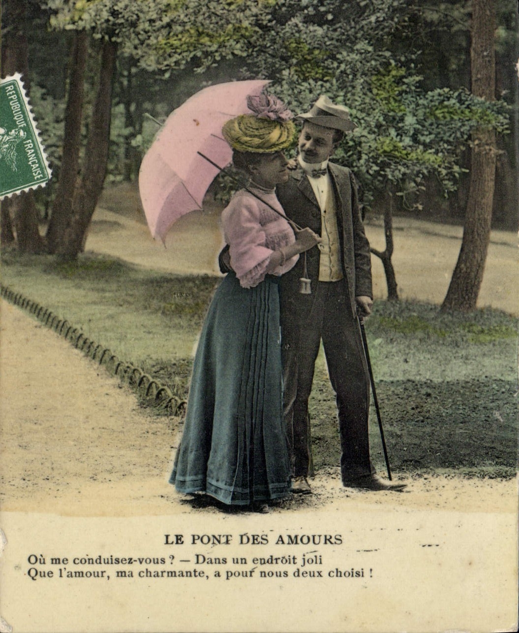 VINTAGE POSTCARD Fantasy Woman the bridge of the loves