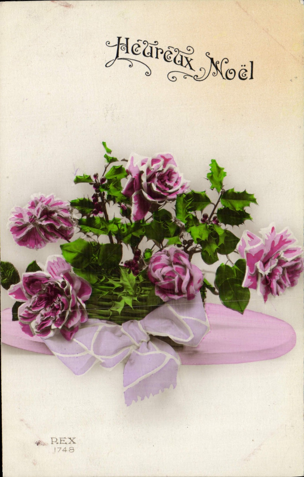 CPA Fantaisie Fleurs Noel