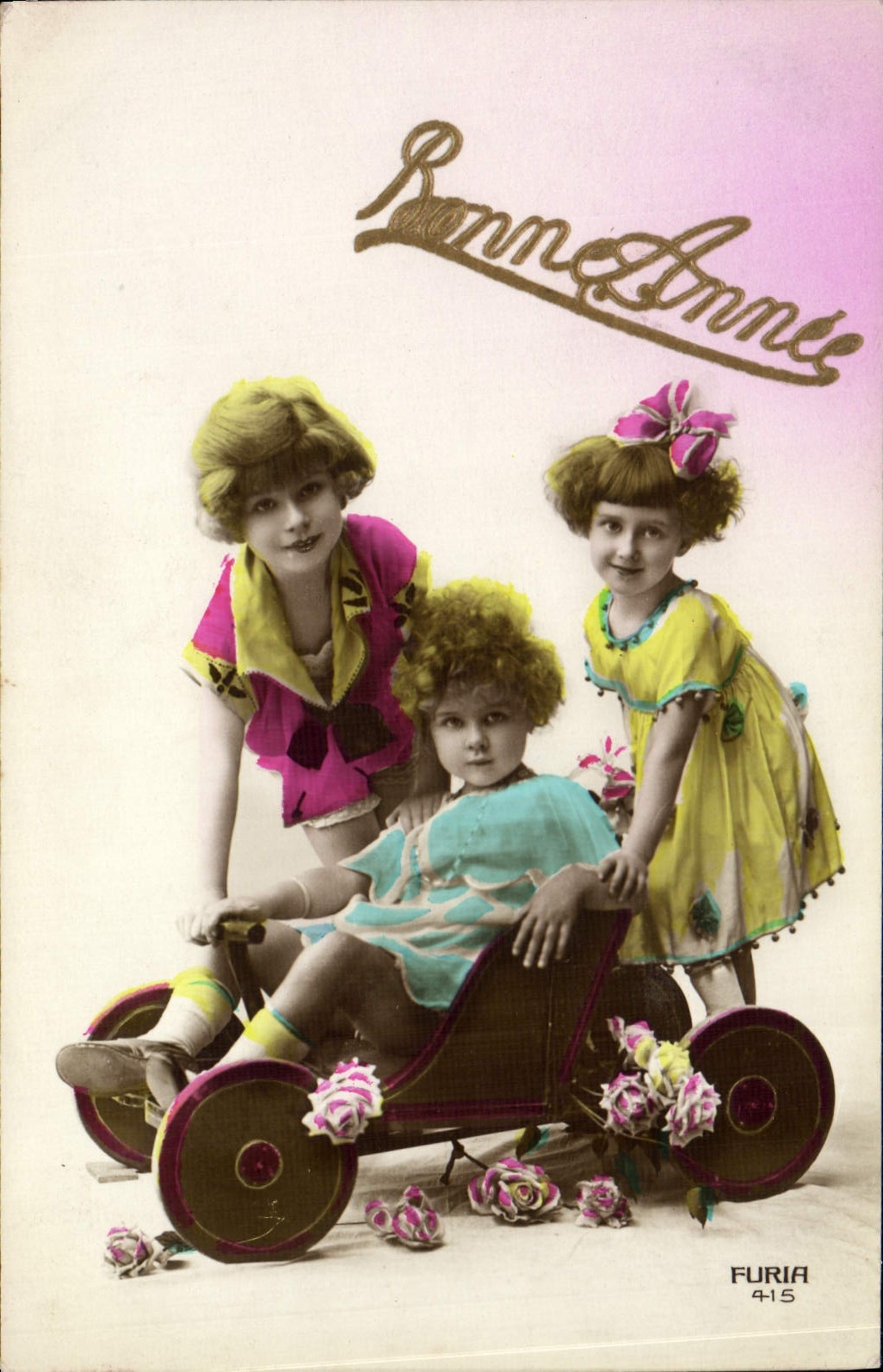 VINTAGE POSTCARD Fantaisie Children Conveys
