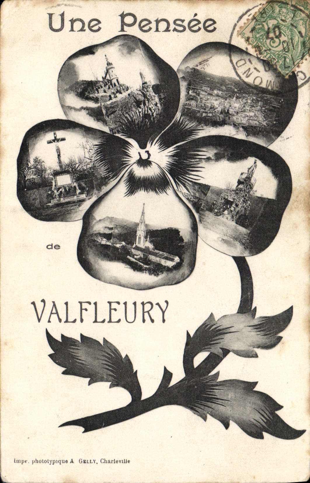 VINTAGE POSTCARD Fantasy Flowers Thought of Valfleury