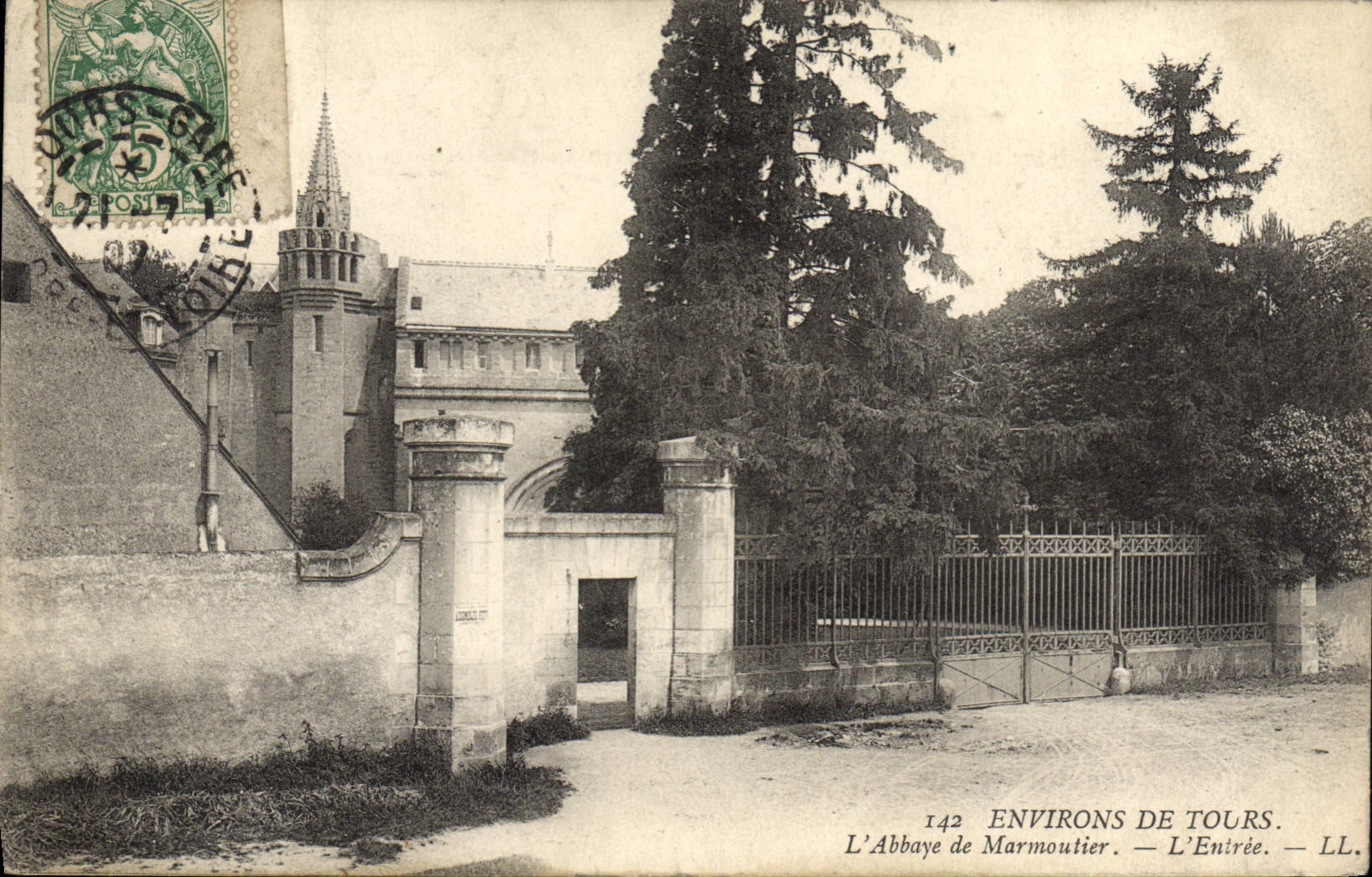 VINTAGE POSTCARD Surroundings of Tours the abbey of Marmoutier the entry