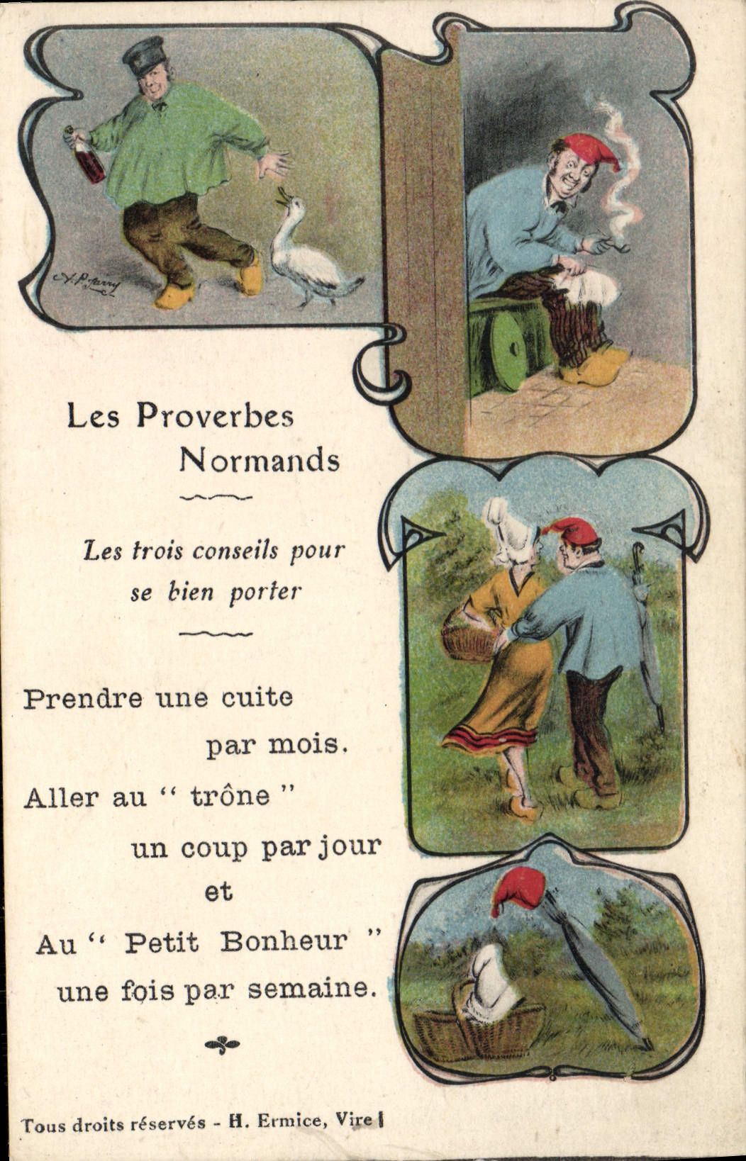 Folklore normando de los proverbios de la fantasía de la POSTAL de la VENDIMIA