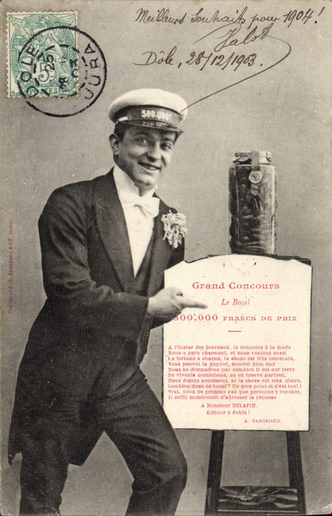 CPA Fantaisie Homme Grand concours Le bacal