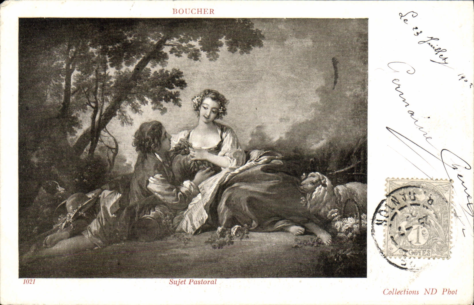 VINTAGE POSTCARD Fantasy Woman pastoral Prone Butcher