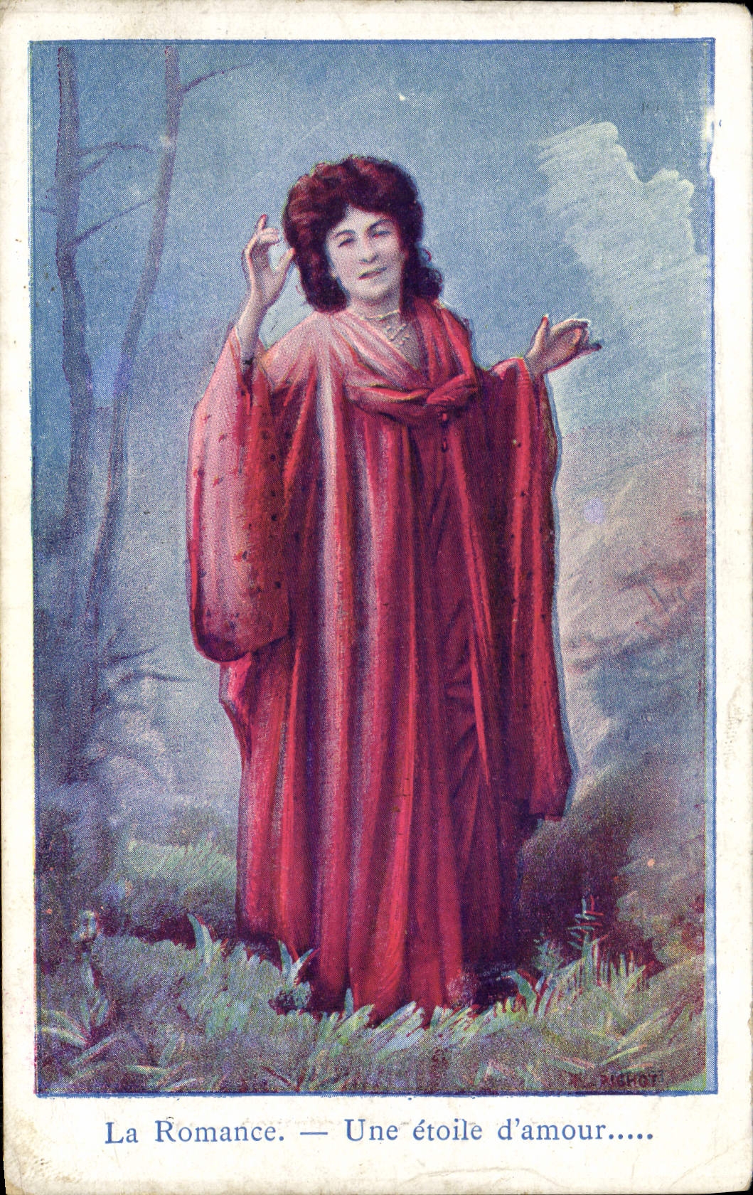 VINTAGE POSTCARD Fantasy Woman the lovesong a star of love