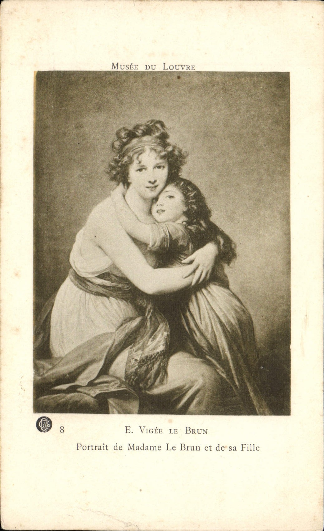 VINTAGE POSTCARD Paris Museum of Louvre Vigee the Brown Portrait of Mrs the Brown one and her daughter