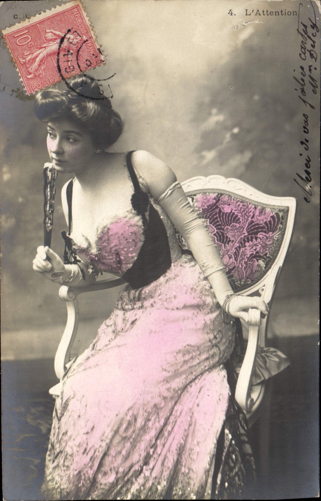 VINTAGE POSTCARD Fantasy Woman Range attention