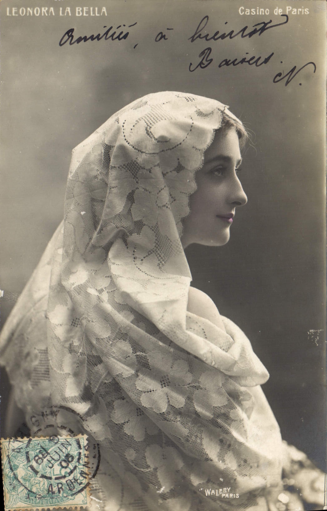 VINTAGE POSTCARD Fantasy Woman Leonora da Bella Casino of Paris