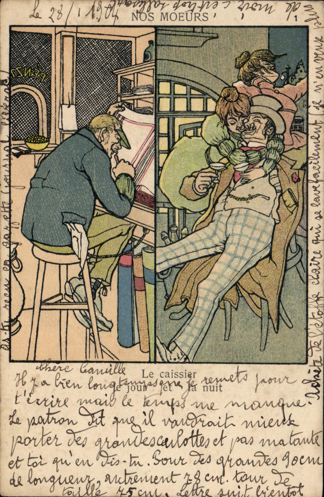 CPA Fantaisie Nos moeurs Le jour et la nuit Illustrateur