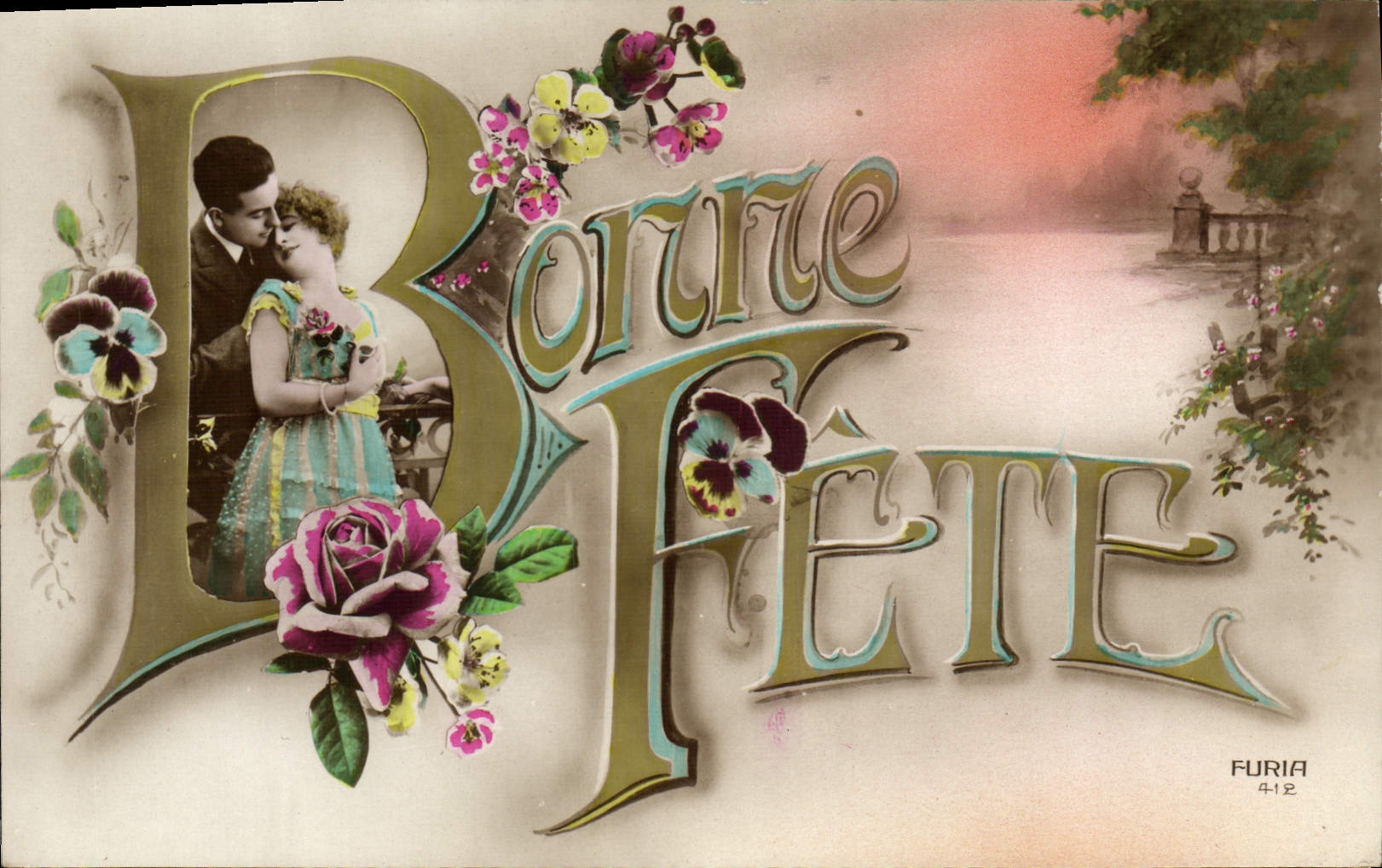 VINTAGE POSTCARD Fantaisie Good Woman celebrates