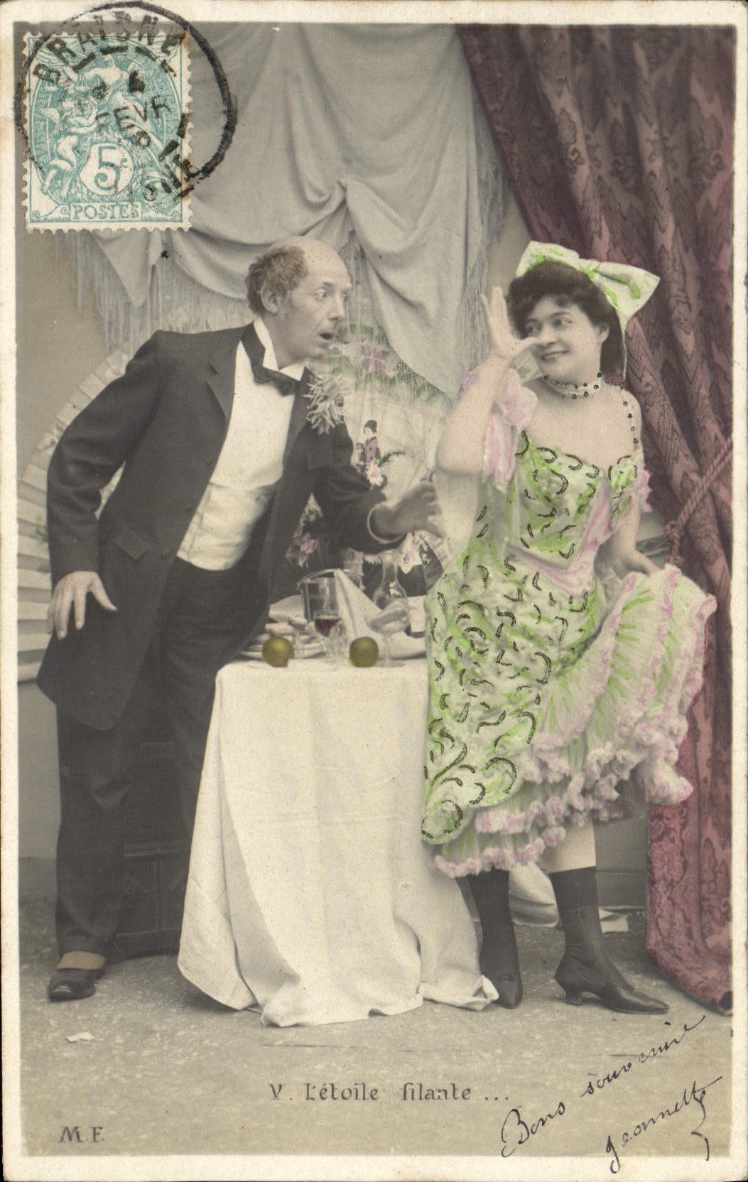 VINTAGE POSTCARD Fantasy Woman the slipping by star