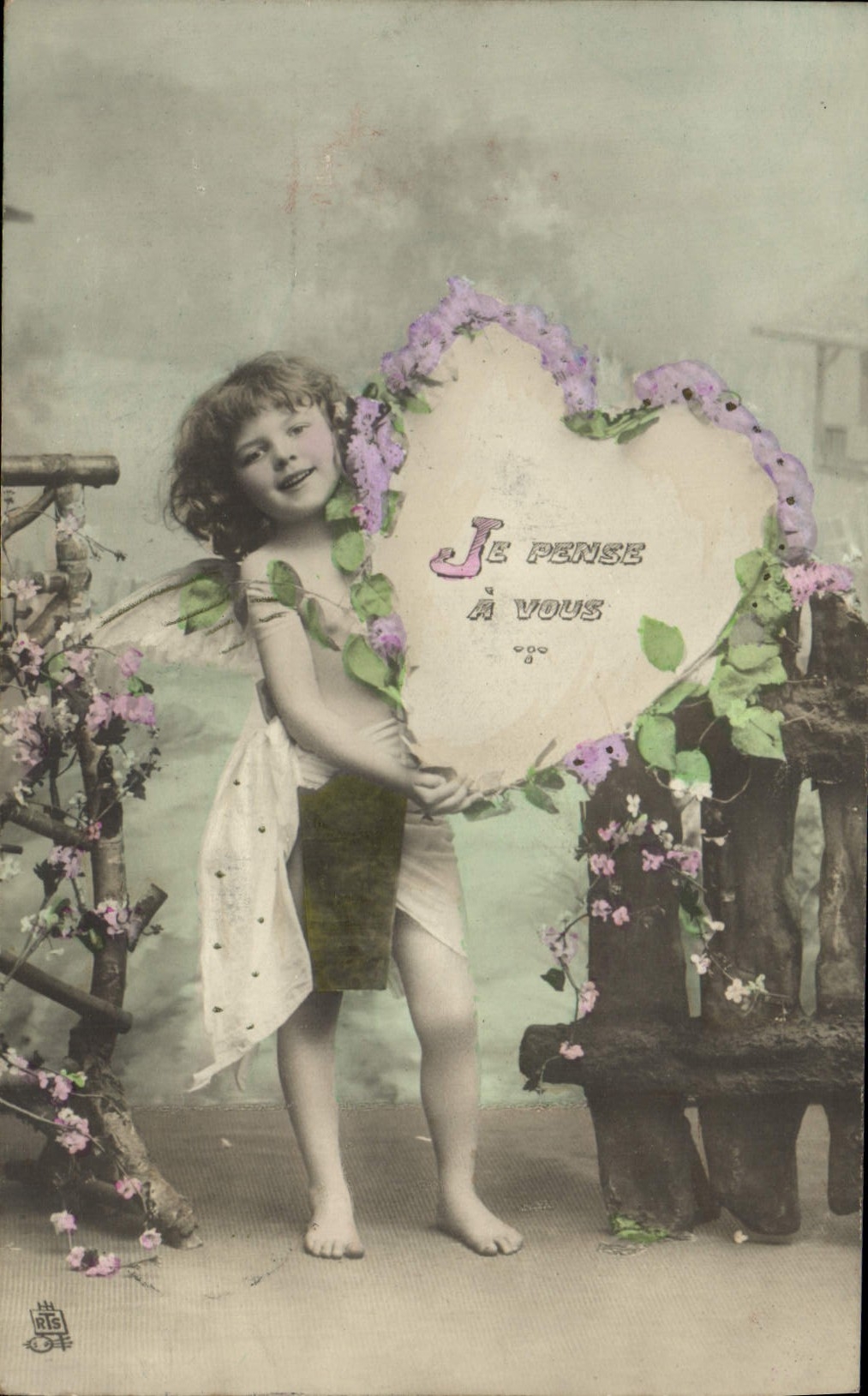 CPA Fantaisie Enfant Coeur