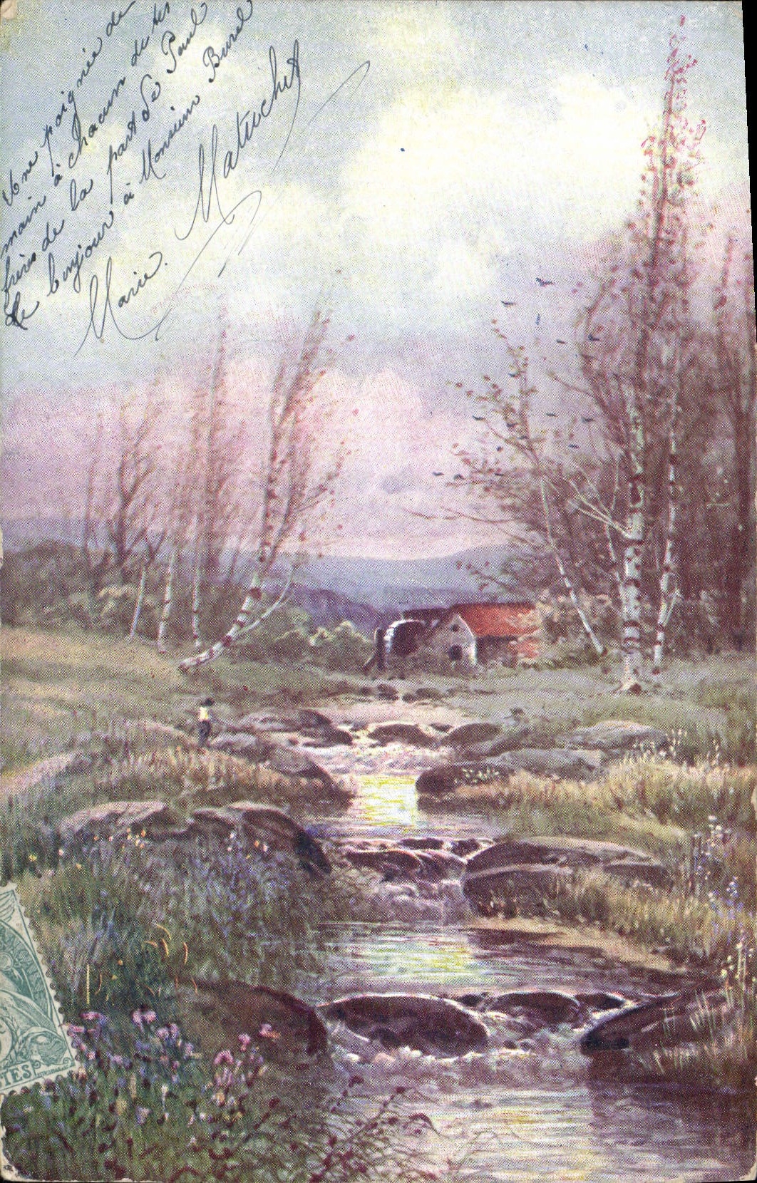 CPA Fantaisie Paysage Cours d'eau