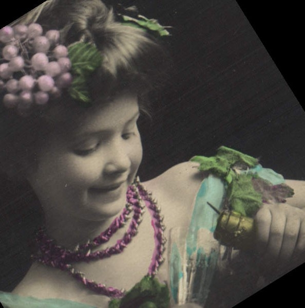 VINTAGE POSTCARD Fantasy Child Champagne