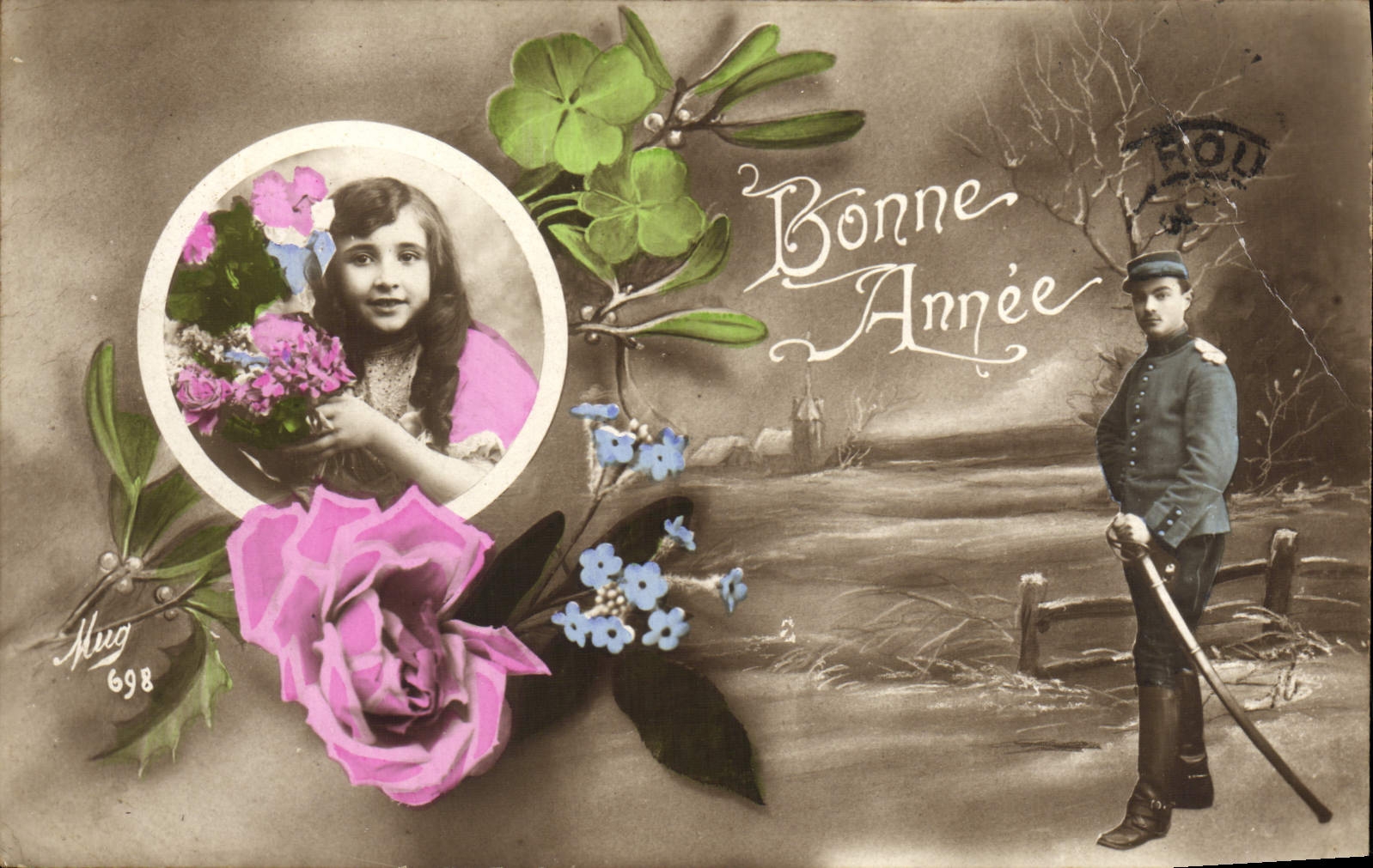 VINTAGE POSTCARD Fantasy Child Militaria Soldier