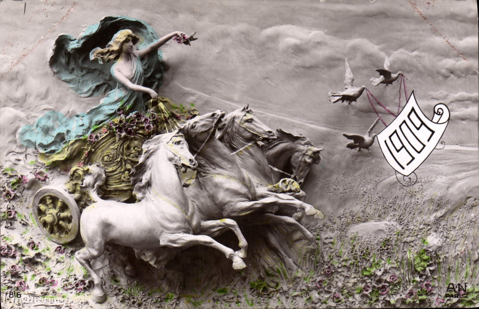 VINTAGE POSTCARD Fantasy Woman Horse