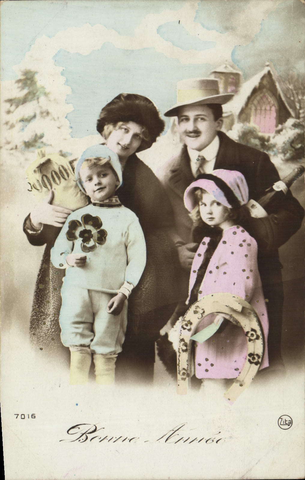 CPA Fantaisie Femme Enfants Trefle