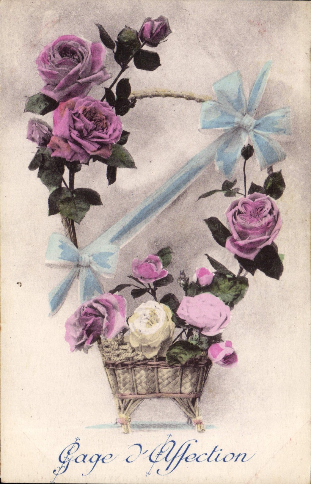 Flores de la fantasía de la POSTAL de la VENDIMIA