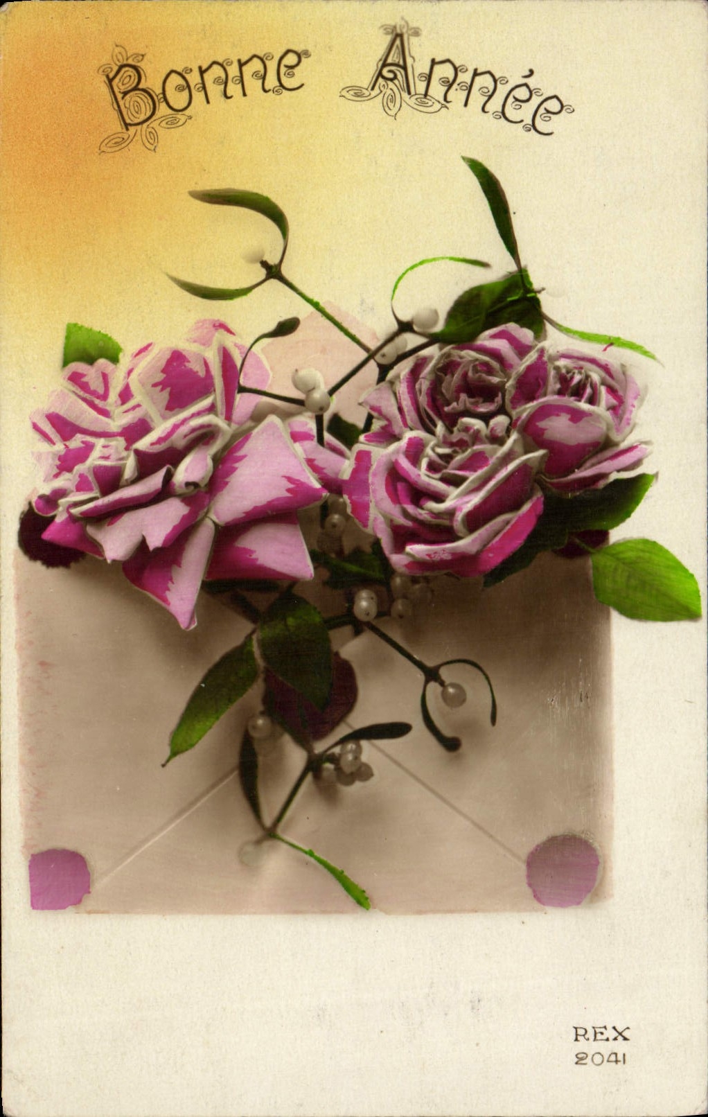 Flores de la fantasía de la POSTAL de la VENDIMIA