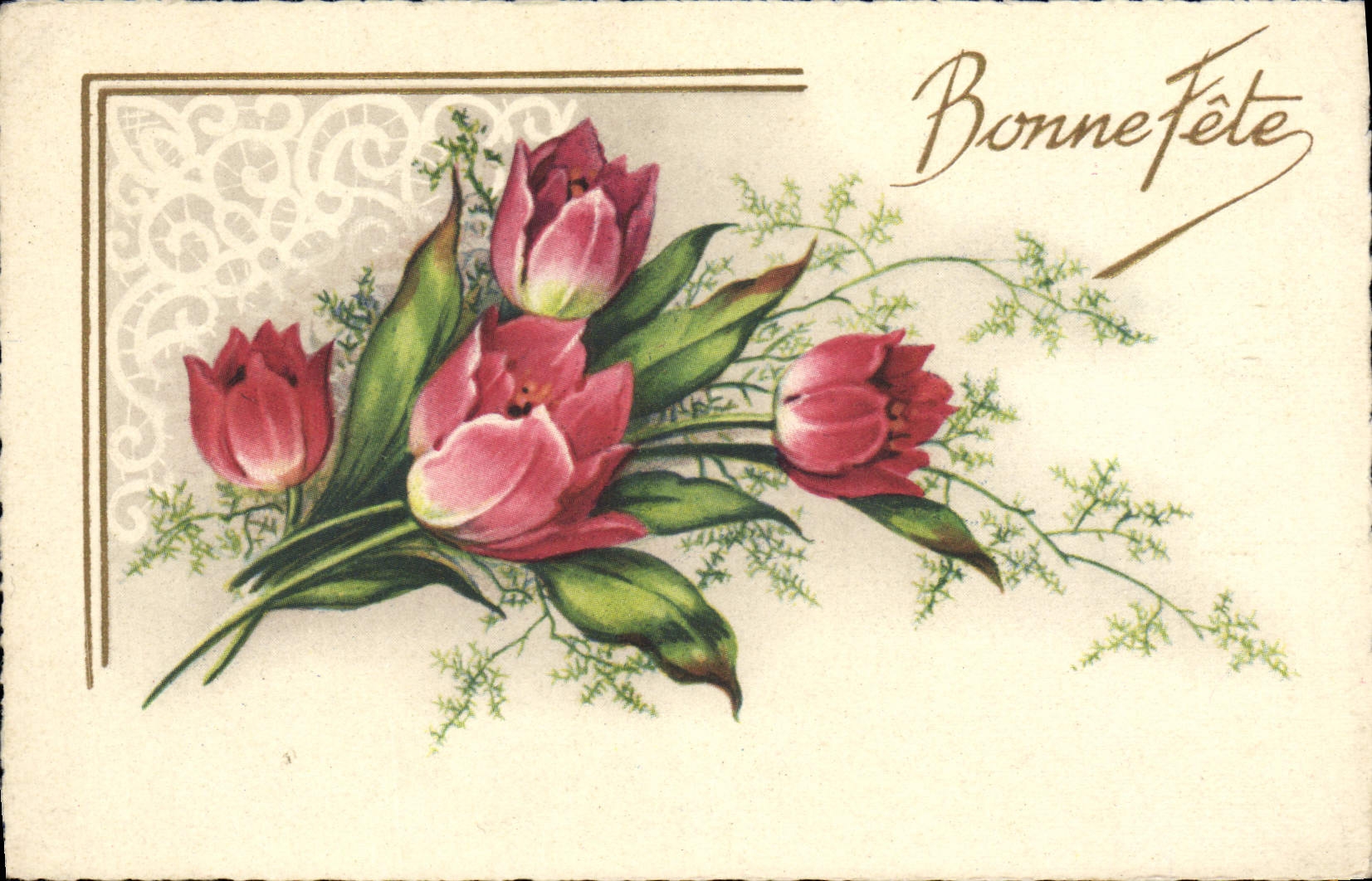 Flores de la fantasía de la POSTAL de la VENDIMIA