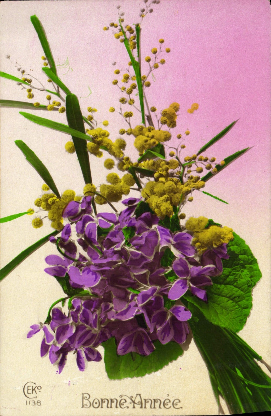 Flores de la fantasía de la POSTAL de la VENDIMIA