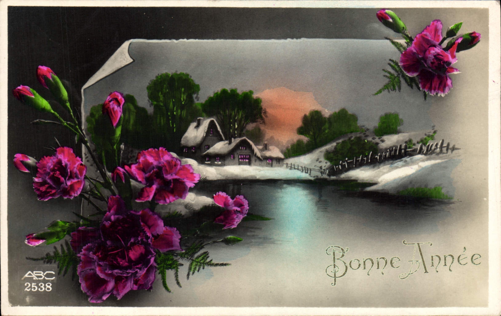 Flores de la fantasía de la POSTAL de la VENDIMIA