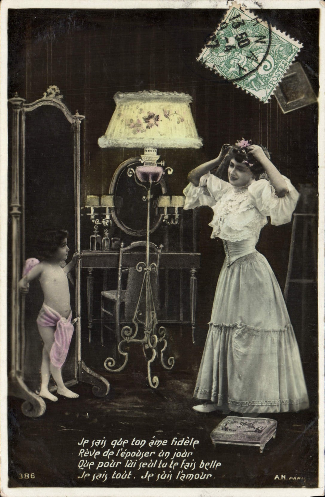 VINTAGE POSTCARD Fantasy Child wife